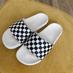 Vans checkered sandals - black and white